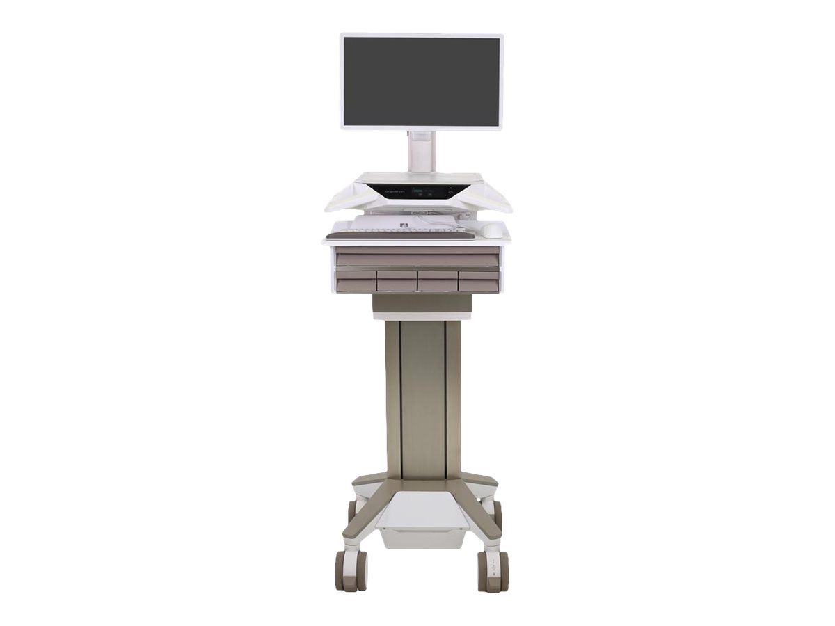 Ergotron CareFit Pro - Wagen - Electric Lift - für LCD-Display  PC-Ausrüstung - verriegelbar - medizinisch - weiß, Warm Gray - Bildschirmgröße bis zu 68,6 cm (bis zu 27 Zoll)