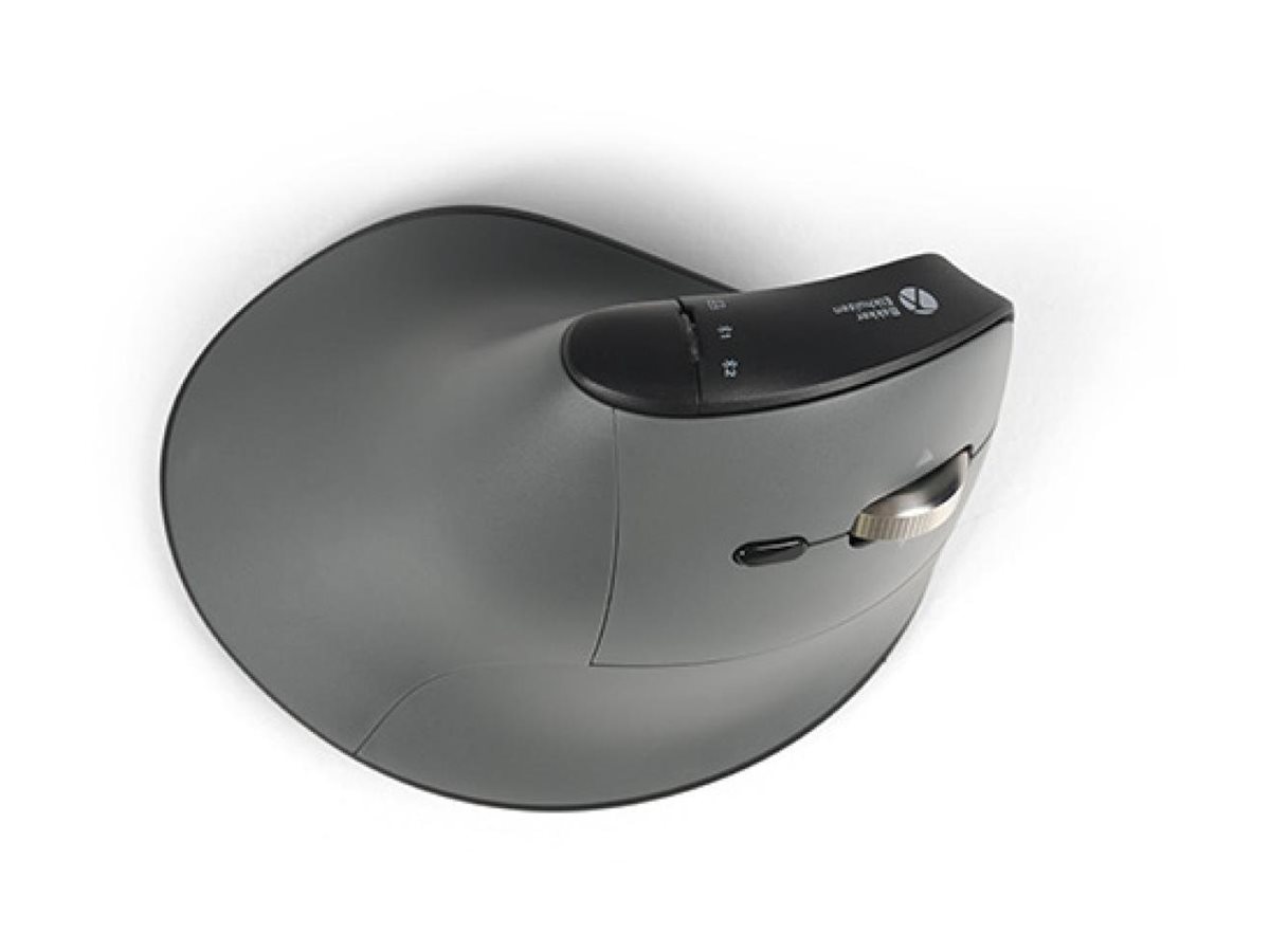 Bakker FastForward - Vertikale Maus - high-speed scroll, tilt wheel, silent click - ergonomisch - Für Rechtshänder - optisch - 8 Tasten - kabellos, kabelgebunden - 2.4 GHz, USB-C, Bluetooth 5.1 - kabelloser Empfänger (USB)