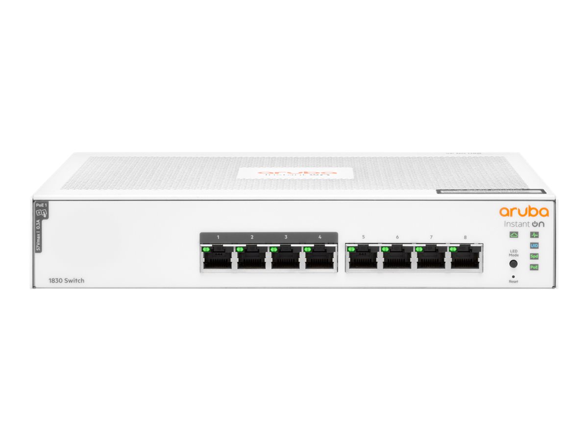 HPE Networking Instant On 1830 8G 4p Class4 PoE 65W Switch - Switch - Smart - 4 x 101001000 + 4 x 101001000 (PoE+)