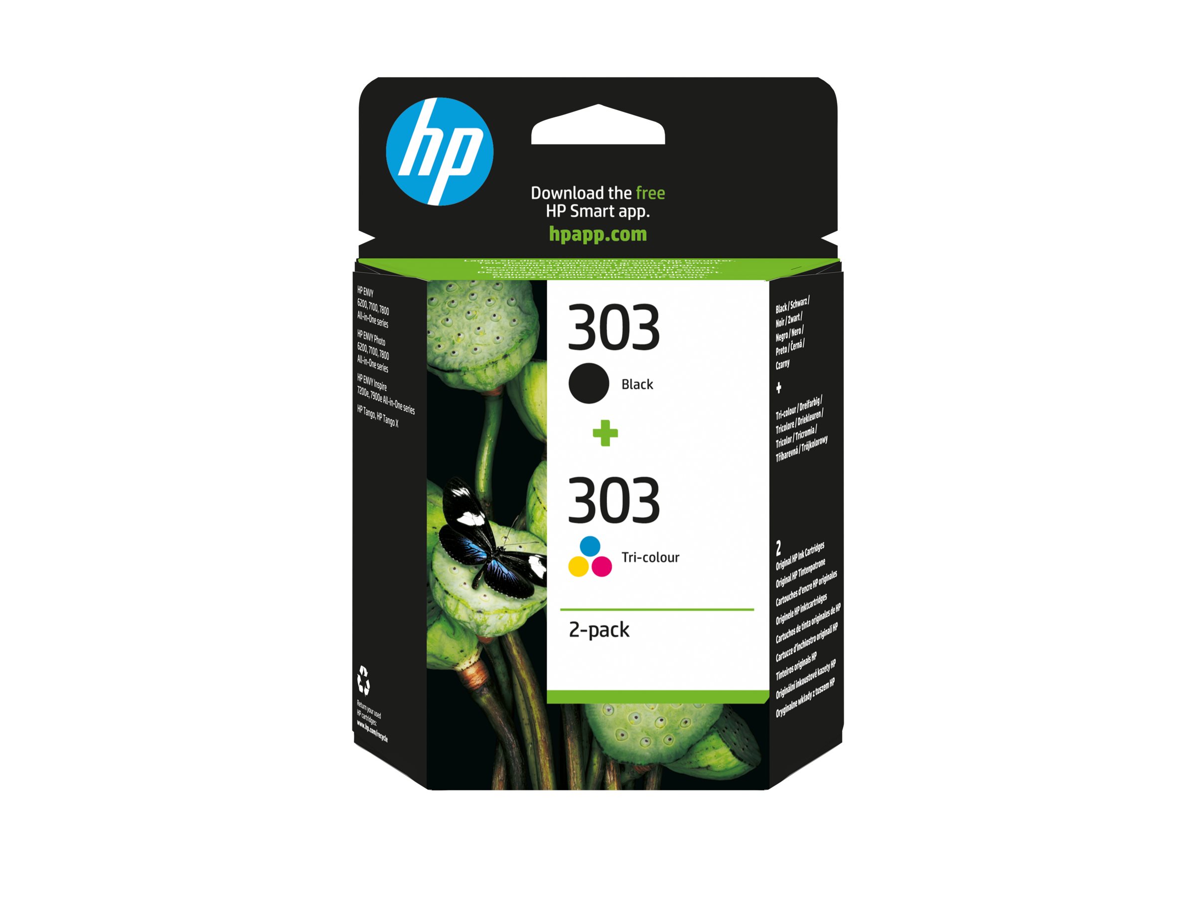 HP 303 - 2er-Pack - pigmentiertes Schwarz, Farbe (Cyan, Magenta, Gelb)