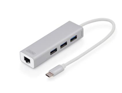 DIGITUS USB Typ C 3-Port Hub + Gigabit Ethernet
