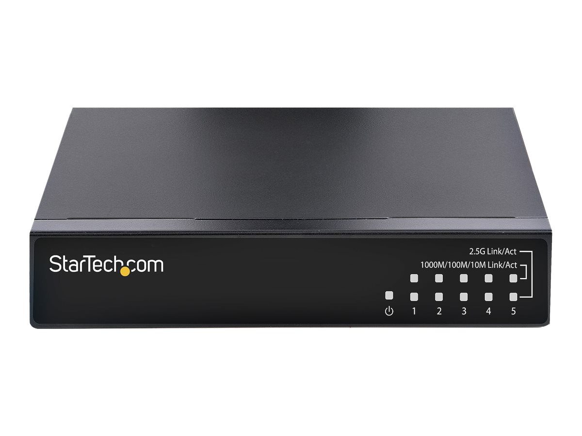 StarTech.com 5 Port Gigabit Switch - Unverwalteter 2.5Gbits Switch - Office-HeimnetzwerkLan SwitchVerteiler für TischWandmontage - Rückwärtskompatibel mit 101001000Mbits - Ganzmetall (DS52000)
