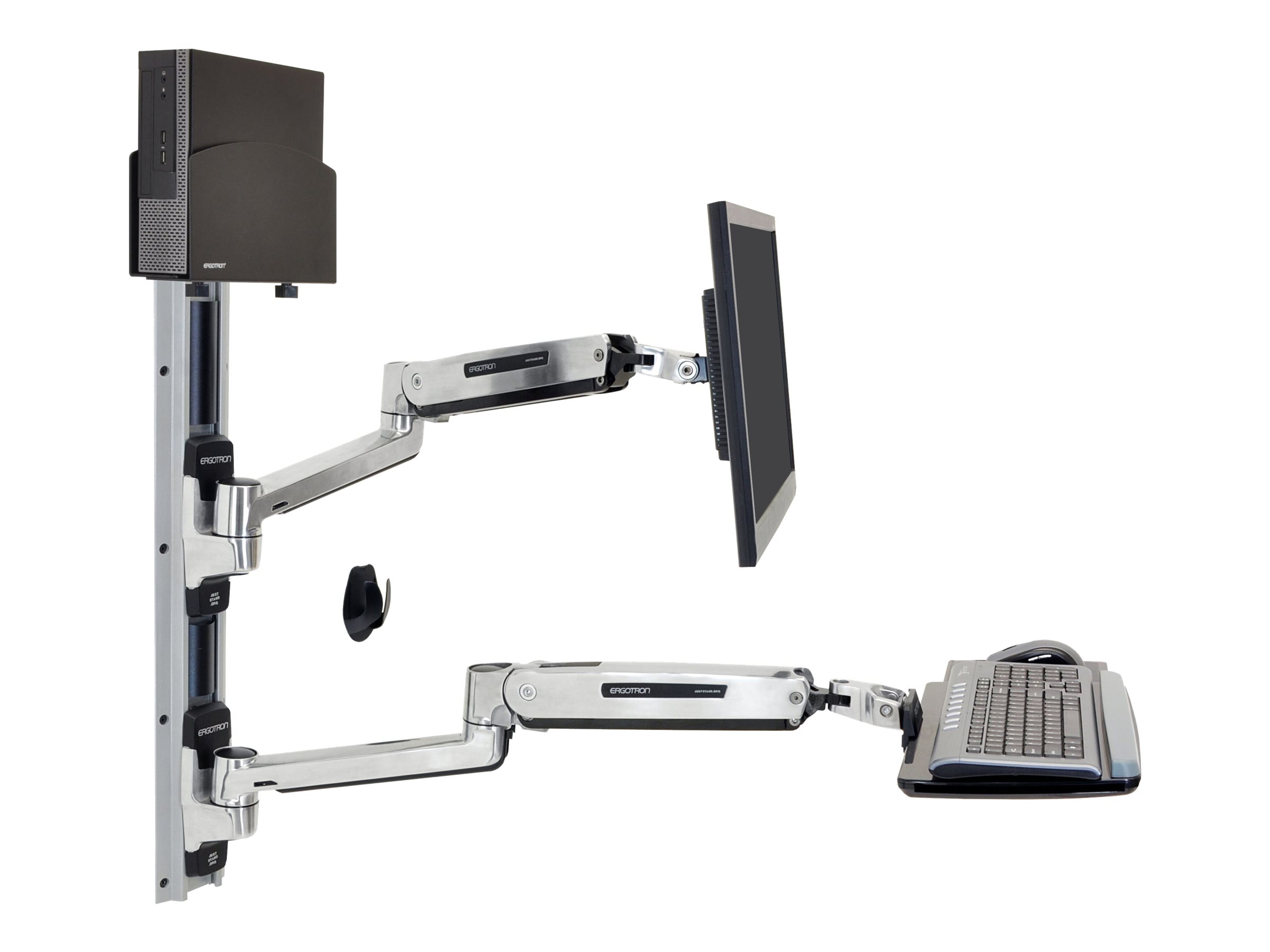 Ergotron LX Wall Mount System with Small CPU Holder - Systemeinheit-Monitor-Tastatur-Montagekit - Sitz-Steh - geeignet für Wandmontage - bis zu 106,7 cm (bis zu 42 Zoll)