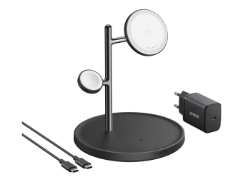 Anker Innovations Anker MagGo - Induktive Ladematte - 3-in-1 + AC-Netzteil - 25 Watt - 3 Ausgabeanschlussstellen (kabelloses Laden)