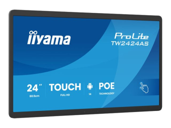 Iiyama ProLite TW2424AS-B3P - Android-PC - Touchscreen-PC - 1 RK3576  2.2 GHz - RAM 4 GB - SSD - eMMC 32 GB - Mali-G52 MC3 - 1GbE, Wi-Fi 6, Bluetooth 5.3 - WLAN 802.11abgnacax, Bluetooth 5.3 - Android 14 GMS - Monitor LED 60.5 cm (23.8")
