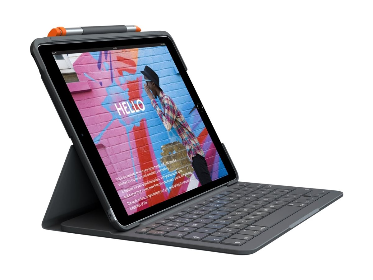 Logitech Slim Folio - Tastatur und Foliohülle - kabellos - Bluetooth LE - QWERTY - Nordisch (DänischFinnischNorwegischSchwedisch)