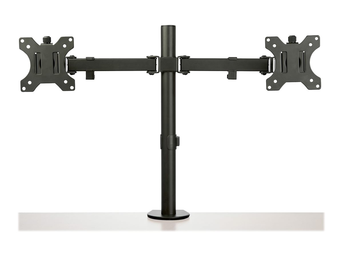 StarTech.com ARMDUAL2 Monitorhalterung (Tischmontage, dual Monitor, schwenkbar,für bis zu 32-Zoll-VESA-Monitore, Monitorarm) - Befestigungskit - einstellbarer Arm - für 2 Monitore - Stahl - Schwarz - Bildschirmgröße 33-81.3 cm (13"-32")