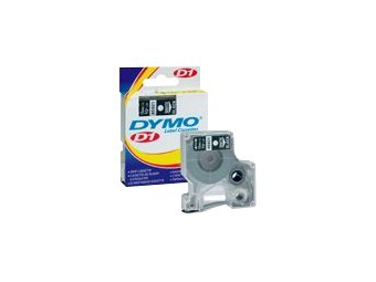 Dymo D1 Standard - Polyester - selbstklebend - Weiß auf Schwarz - Rolle (1,2 cm x 7 m)