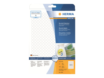HERMA Special - Papier - matt - selbstklebend entfernbarer Klebstoff - weiß - 10 mm rund 7875 Etikett(en) (25 Bogen x 315)