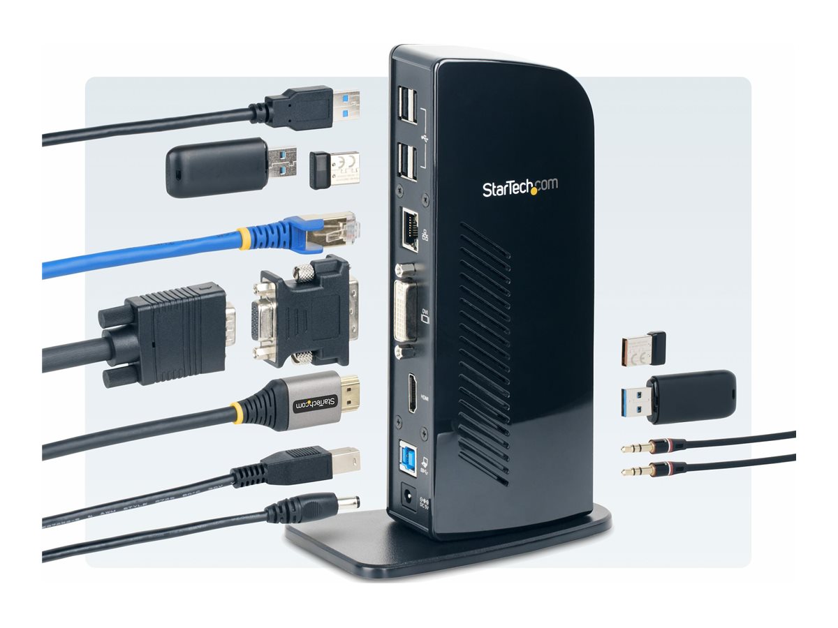 StarTech.com USB 3.0 Dockingstation, kompatibel mit Windows  macOS, unterstützt Dual Displays, HDMI und DVI, inkl. DVI zu VGA Adapter
