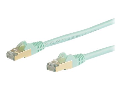StarTech.com 3m CAT6A Ethernet Cable, 10 Gigabit Shielded Snagless RJ45 100W PoE Patch Cord, CAT 6A 10GbE STP Network Cable wStrain Relief, Aqua, UL Certified WiringTIA - Category 6A - 26AWG (6ASPAT3MAQ)