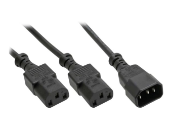 InLine Netz-Y-Kabel - Kaltgeräte - 1x IEC-C14 auf 2x IEC-C13 - 1m