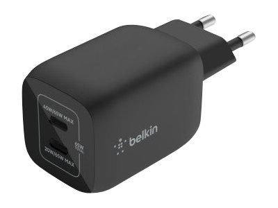 Belkin BoostCharge Pro - Netzteil - PPS-Technologie - 65 Watt - 3.25 A - PD 3.0, Fast Charge - 2 Ausgabeanschlussstellen (USB-C)
