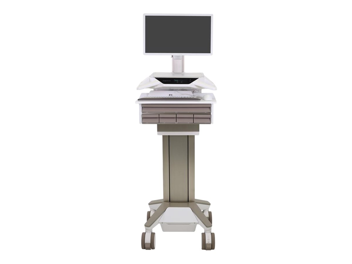 Ergotron CareFit Pro - Wagen - Electric Lift - für LCD-Display  PC-Ausrüstung - verriegelbar - medizinisch - weiß, Warm Gray - Bildschirmgröße bis zu 68,6 cm (bis zu 27 Zoll)