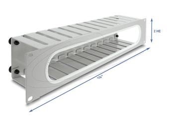 Delock Verlegetafel für Rack-Kabelmanagement - with opening and edge protection - Grau RAL 7035 - 2U - 48.3 cm (19)