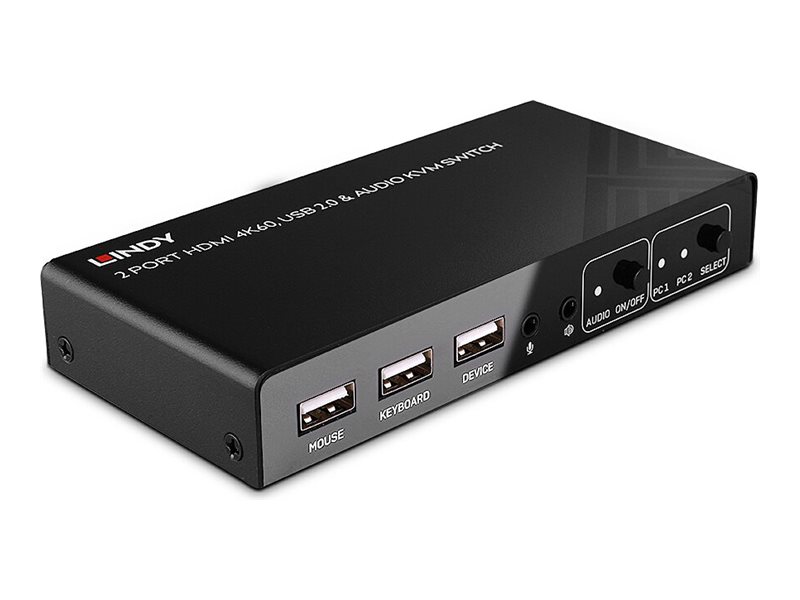 Lindy KVM-Audio-USB-Switch - HDMI 4K60, USB