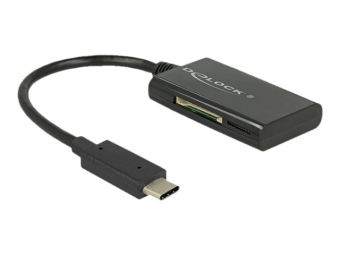 Delock USB 3.1 Gen 1 Card Reader USB Type-C male 4 Slots - Kartenleser - All-in-one (MMC SD miniSD RS-MMC TransFlash MMCmobile microSD MMCmicro SDHC miniSDHC microSDHC SDXC microSDXC SDHC UHS-I microSDHC UHS-I)