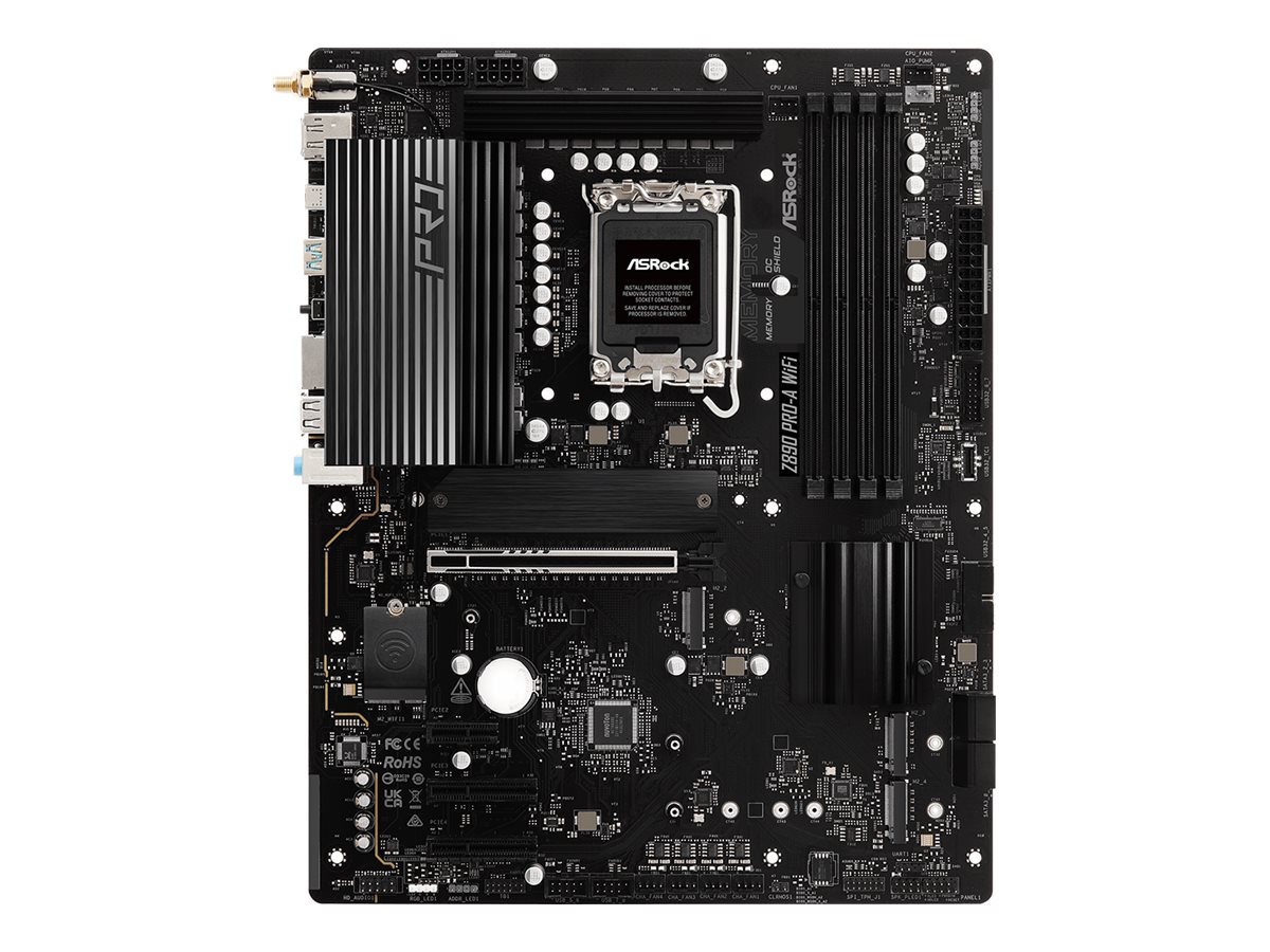 ASRock Z890 PRO-A WiFi - Motherboard - ATX - LGA1851-Sockel - Z890 Chipsatz - USB4 USB-C 3.2 Gen 2x2 USB 3.2 Gen 2 USB 3.2 Gen 1 - 2.5 Gigabit LAN Bluetooth Wi-Fi 6E - Onboard-Grafik (CPU erforderlich)