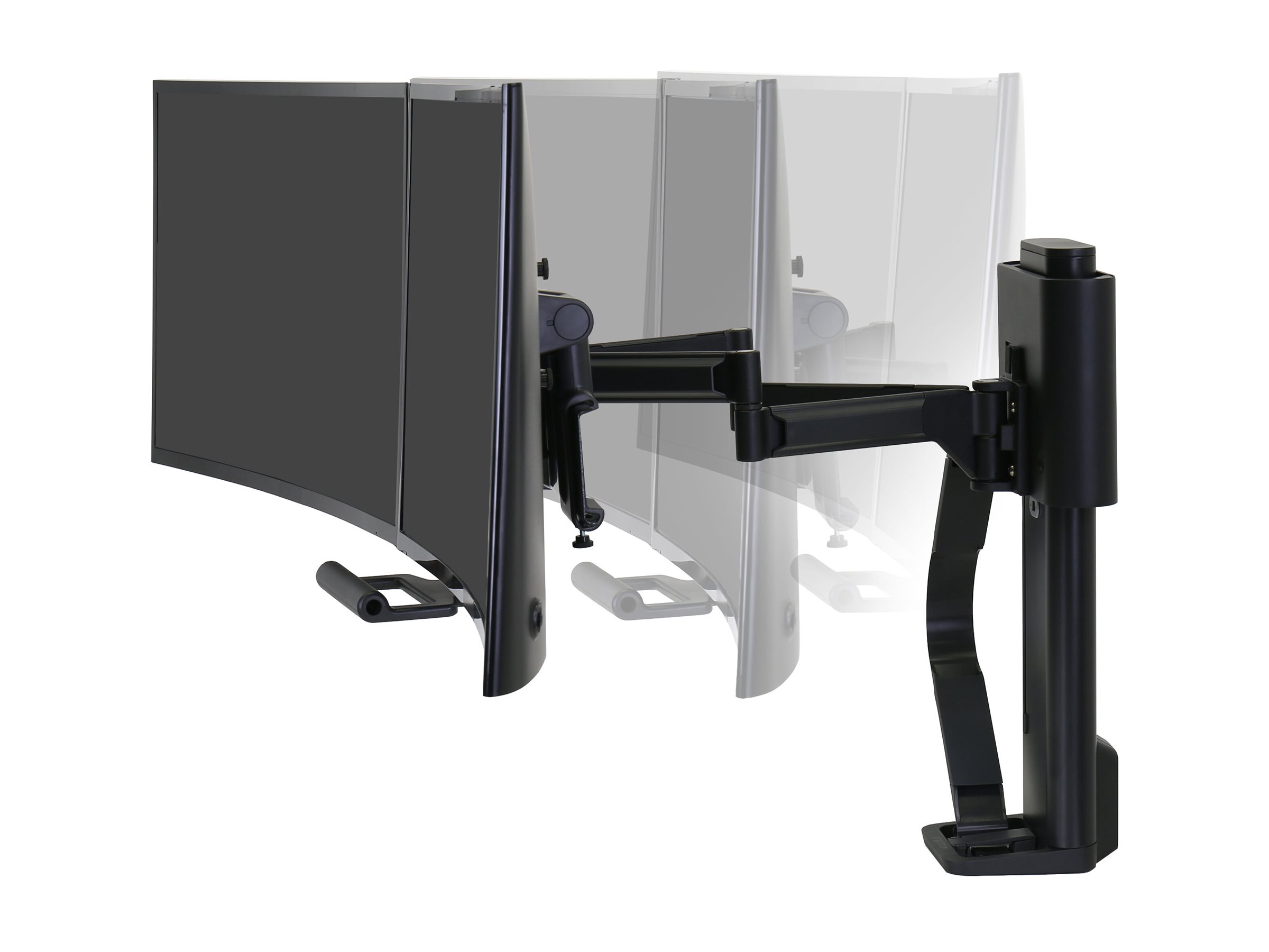 Ergotron TRACE - Befestigungskit (Griff, Spannbefestigung für Tisch, Basis, Hubsäule, Verlängerungsarm, 2 Schiebegelenke) - Konstante Krafttechnologie - für 2 LCD-Displays - mattschwarz - Bildschirmgröße bis zu 68,6 cm (bis zu 27 Zoll)