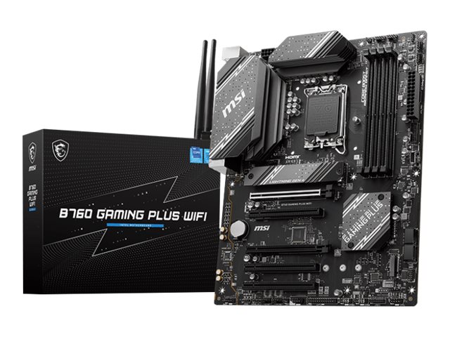 MSI B760 GAMING PLUS WIFI - Motherboard - ATX - LGA1700 Sockel - B760 Chipsatz - USB 3.2 Gen 1, USB 3.2 Gen 2, USB-C 3.2 Gen2 - 2.5 Gigabit LAN, Wi-Fi 6E, Bluetooth - Onboard-Grafik (CPU erforderlich)