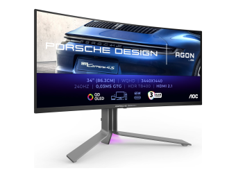 AOC AGON PRO PD34 Porsche Design - OLED-Monitor - Gaming - gebogen - USB - 86.36 cm (34)