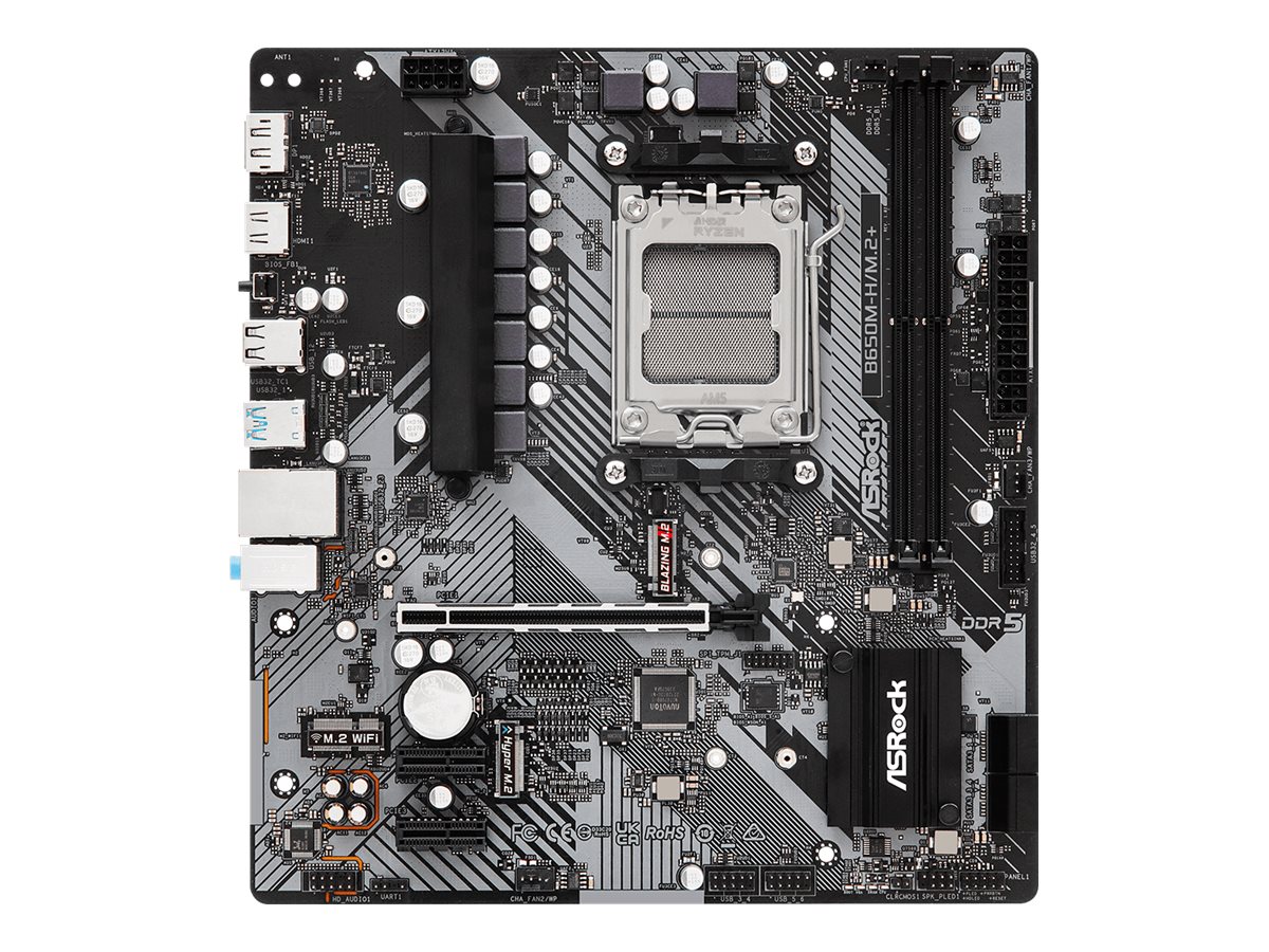 ASRock B650M-HM.2+ - Motherboard - micro ATX - Socket AM5 - AMD B650 Chipsatz - USB-C 3.2 Gen 1, USB 3.2 Gen 1 - Gigabit LAN - Onboard-Grafik (CPU erforderlich)