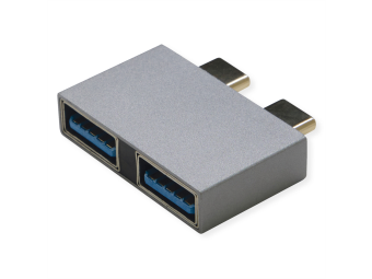 ROLINE USB 3.2 Gen 2 Adapter 2x Typ C - A STBU silberfarben - Adapter