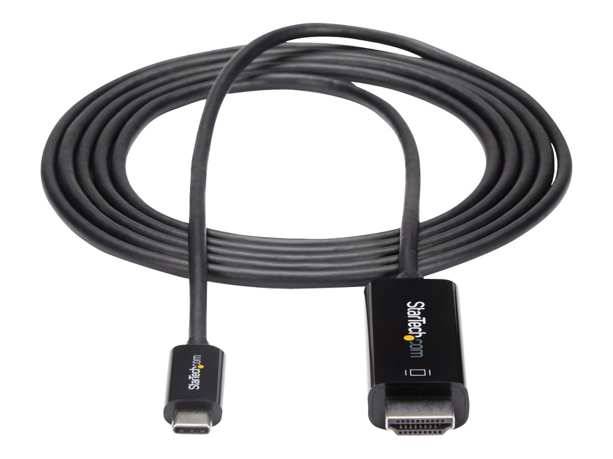 StarTech.com 6ft (2m) USB C to HDMI Cable, 4K 60Hz USB Type C to HDMI 2.0 Video Adapter Cable, Thunderbolt 3 Compatible, Laptop to HDMI MonitorDisplay, DP 1.2 Alt Mode HBR2 Cable, Black - 4K USB-C Video Cable (CDP2HD2MBNL)