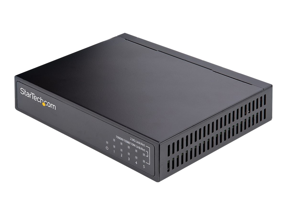 StarTech.com 5 Port Gigabit Switch - Unverwalteter 2.5Gbits Switch - Office-HeimnetzwerkLan SwitchVerteiler für TischWandmontage - Rückwärtskompatibel mit 101001000Mbits - Ganzmetall (DS52000)