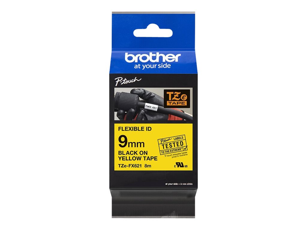 Brother TZe-FX621 - Schwarz auf Gelb - Rolle (0,9 cm x 8 m)