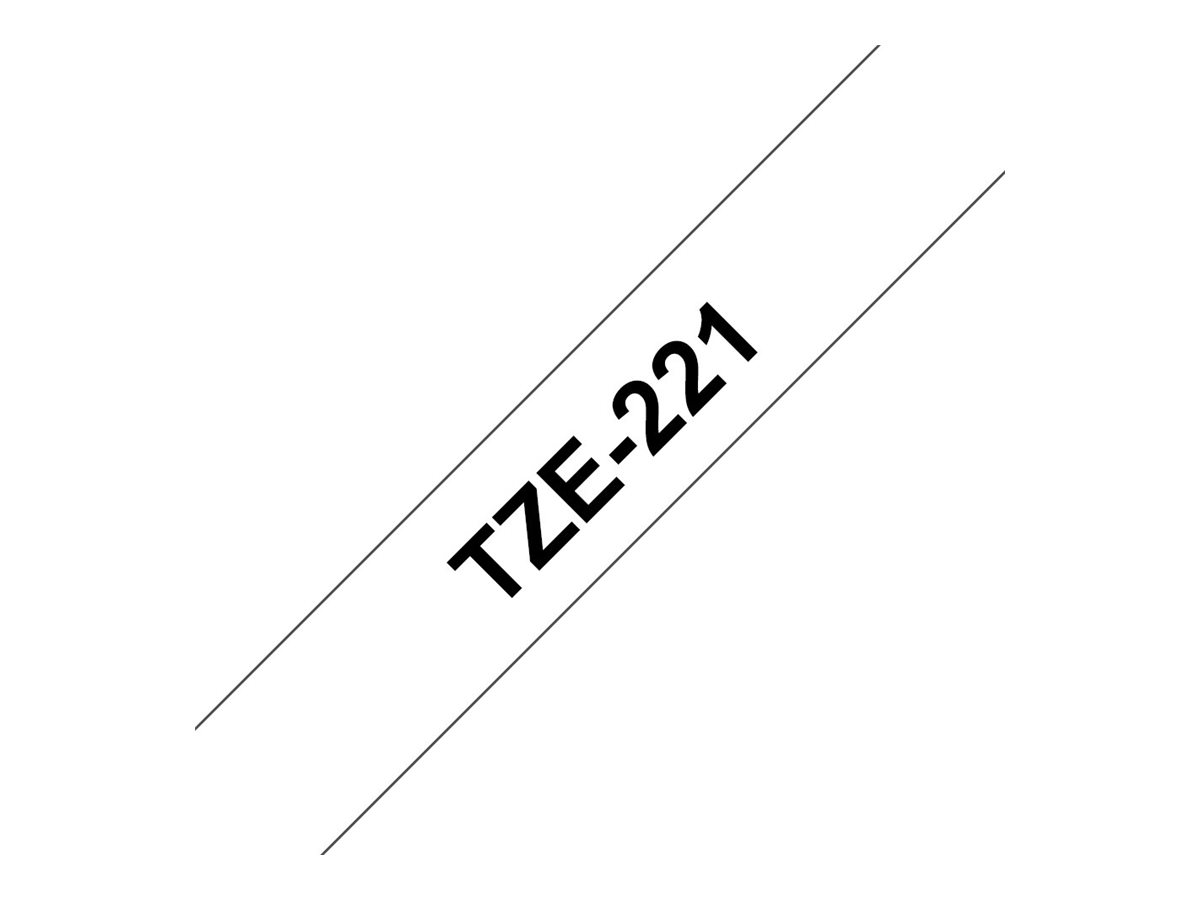 Brother TZe-221 - Selbstklebend - Schwarz auf Weiß - Rolle (0,9 cm x 8 m)