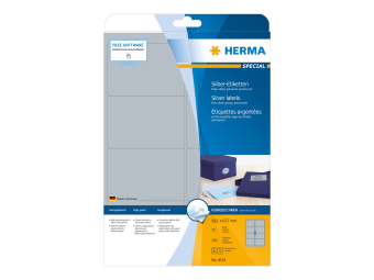 HERMA Special - Polyester - glänzend - permanent selbstklebend - Silber - 99.1 x 67.7 mm 200 Etikett(en) (25 Bogen x 8)