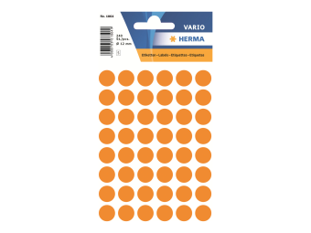 HERMA Papier - selbstklebend - Luminous Orange - 12 mm rund 240 Etikett(en) (5 Bogen x 48)