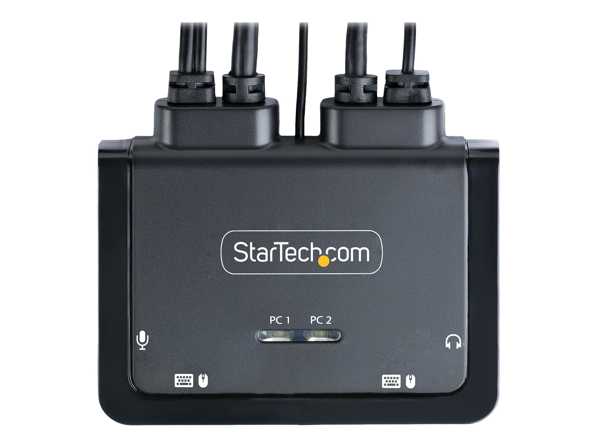 StarTech.com 2-Port USB-C Cable KVM Switch 4K 60Hz DisplayPort Output Compact KVM with 4ft1.2m USB Type-CAudio Integrated Cables Bus Powered - Remote Push-ButtonHotkey Switching (C2-D46-UC2-CBL-KVM)