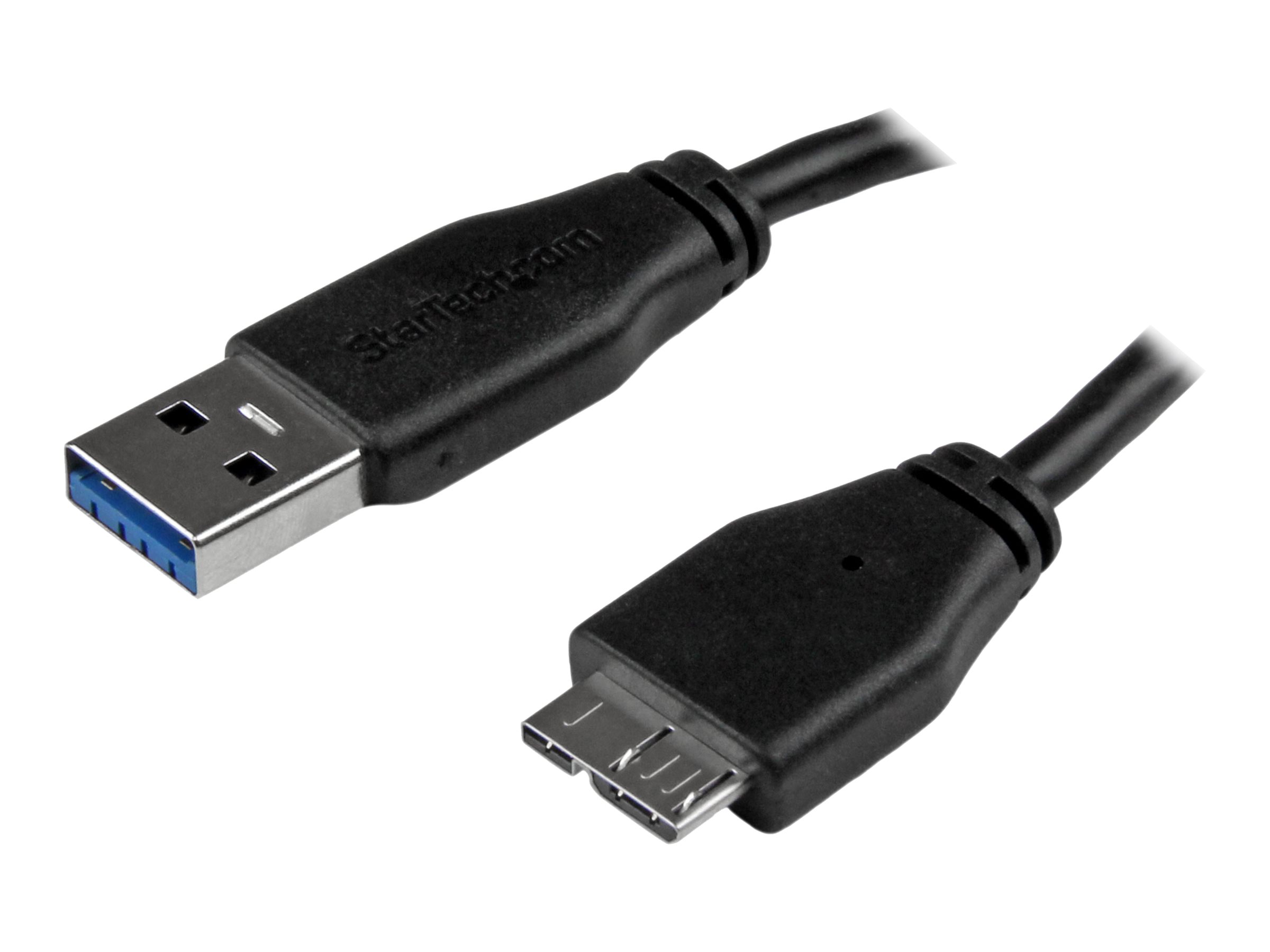 StarTech.com 50cm schlankes SuperSpeed USB 3.0 A auf Micro B Kabel - StSt - USB 3.0 Anschlusskabel - Schwarz - USB-Kabel - Micro-USB Typ B (M)