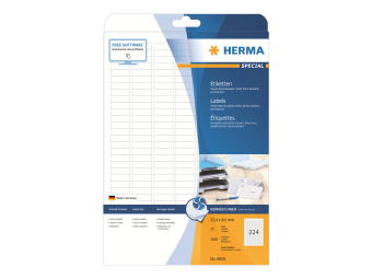 HERMA Special - Papier - matt - permanent selbstklebend - beschichtet - weiß - 25.4 x 8.5 mm - 90 gm² - 5600 Etikett(en) (25 Bogen x 224)