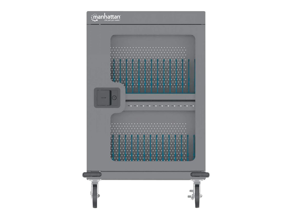 Manhattan Charging CabinetCart via USB-C x32 Devices, Trolley, Power Delivery 18W per port (576W total)