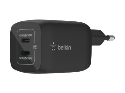 Belkin BoostCharge Pro - Netzteil - PPS-Technologie - 65 Watt - 3.25 A - PD 3.0, Fast Charge - 2 Ausgabeanschlussstellen (USB-C)