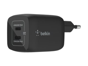 Belkin BoostCharge Pro - Netzteil - PPS Technology - 65 Watt - 3.25 A - PD 3.0 Fast Charge - 2 Ausgabeanschlussstellen (24 pin USB-C)