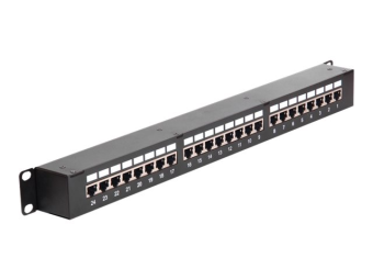 Delock Patch-Panel mit Kopplern - CAT 6 - STP - RJ-45 X 24 - Schwarz - 1U - 48.3 cm (19")