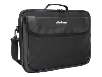 Manhattan Cambridge Laptop Bag 15.6", Clamshell Design, Black, LOW COST, Accessories Pocket, Document Compartment on Back, Shoulder Strap (removable)