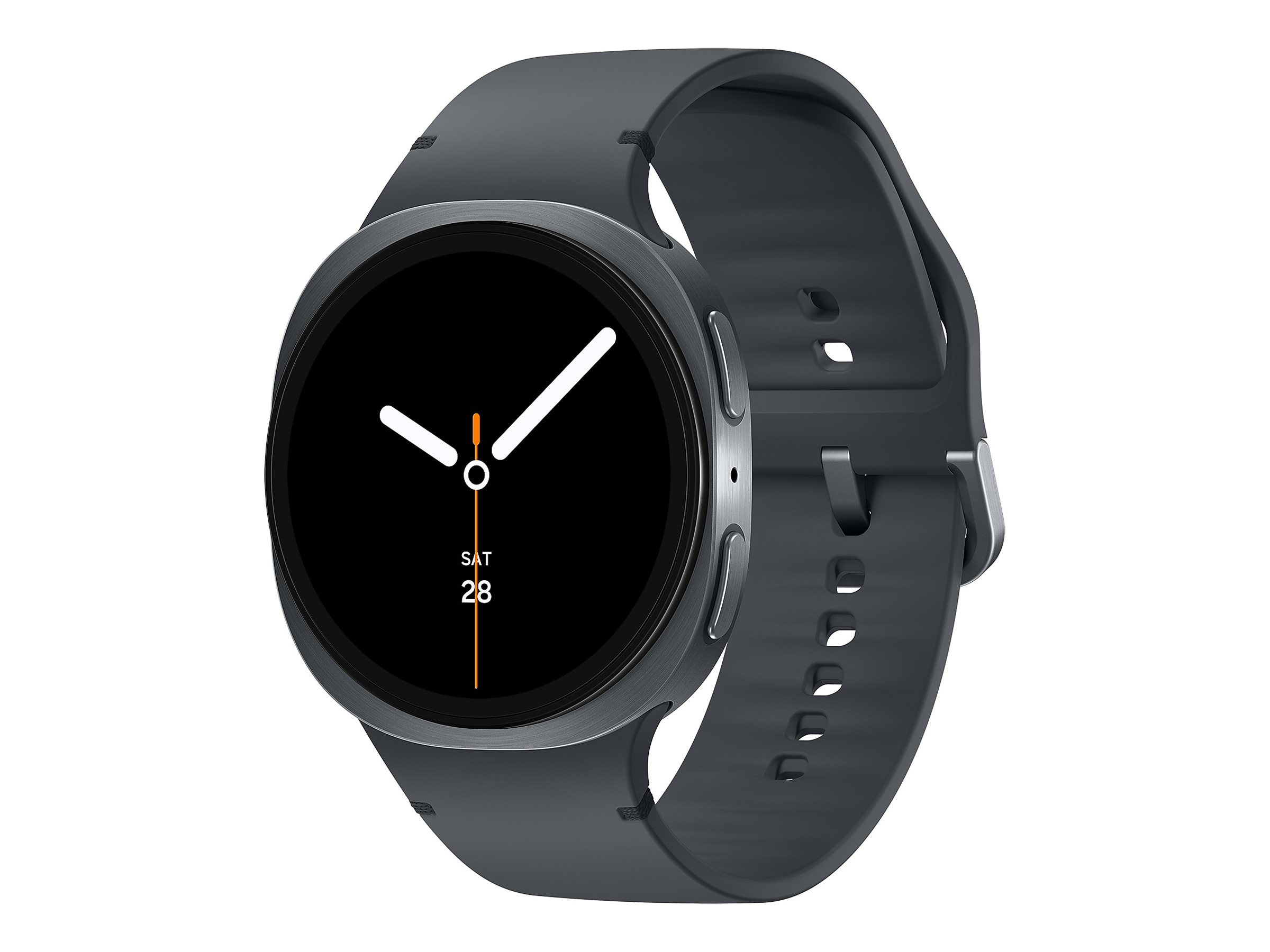 Samsung Galaxy Watch8 - 44 mm - Carbon-Schwarz - intelligente Uhr mit Sportband - Gummi - Graphit - Bandgröße ML - Anzeige 3.7 cm (1.47")