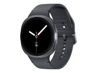 Samsung Galaxy Watch8 - 44 mm - Carbon-Schwarz - intelligente Uhr mit Sportband - Gummi - Graphit - Bandgröße ML - Anzeige 3.7 cm (1.47")