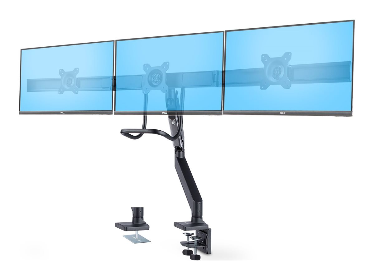 StarTech.com Crossbar Triple Monitor Desk Mount, VESA 75x75100x100 - Befestigungskit - einstellbarer Arm - für 3 LCD-Anzeigen - Dreifach-Monitorhalterung - Aluminium, Stahl, Kunststoff - Schwarz - Bildschirmgröße 43.2-68.6 cm (17"-27")
