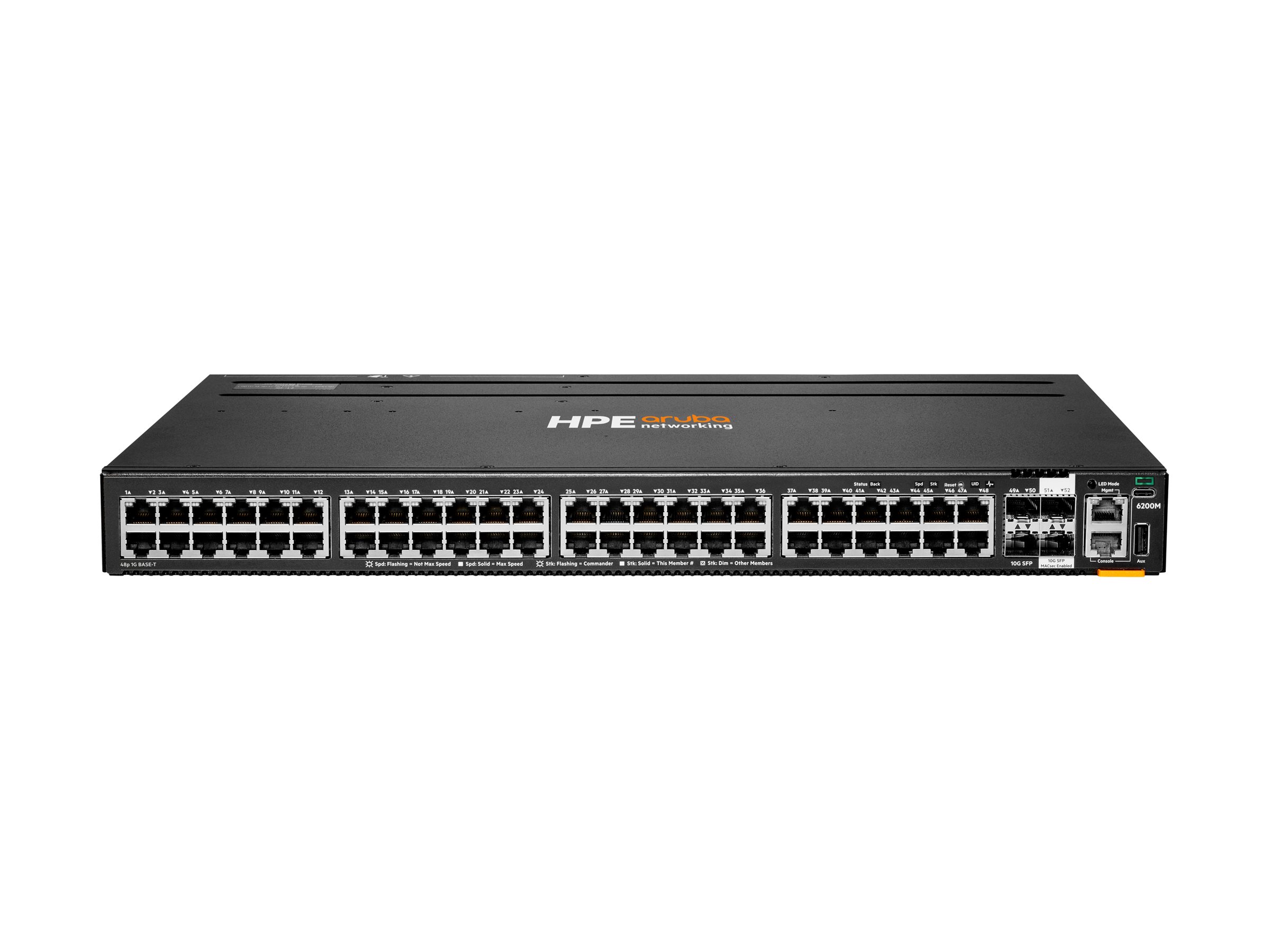 HPE Aruba 6200M 48G 4SFP+ Switch - Switch - max. Stapelentfernung 10 km - L3 - managed - 48 x 101001000 + 4 x 1 Gigabit  10 Gigabit SFP+ (Uplink  Stacking)
