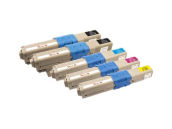 Peach Combi-Pack PLUS - 5er-Pack - Schwarz Gelb Cyan Magenta - kompatibel - wiederaufbereitet - Tonerpatrone (Alternative zu: OKI 44469803 OKI 44469704 OKI 44469706 OKI 44469705)