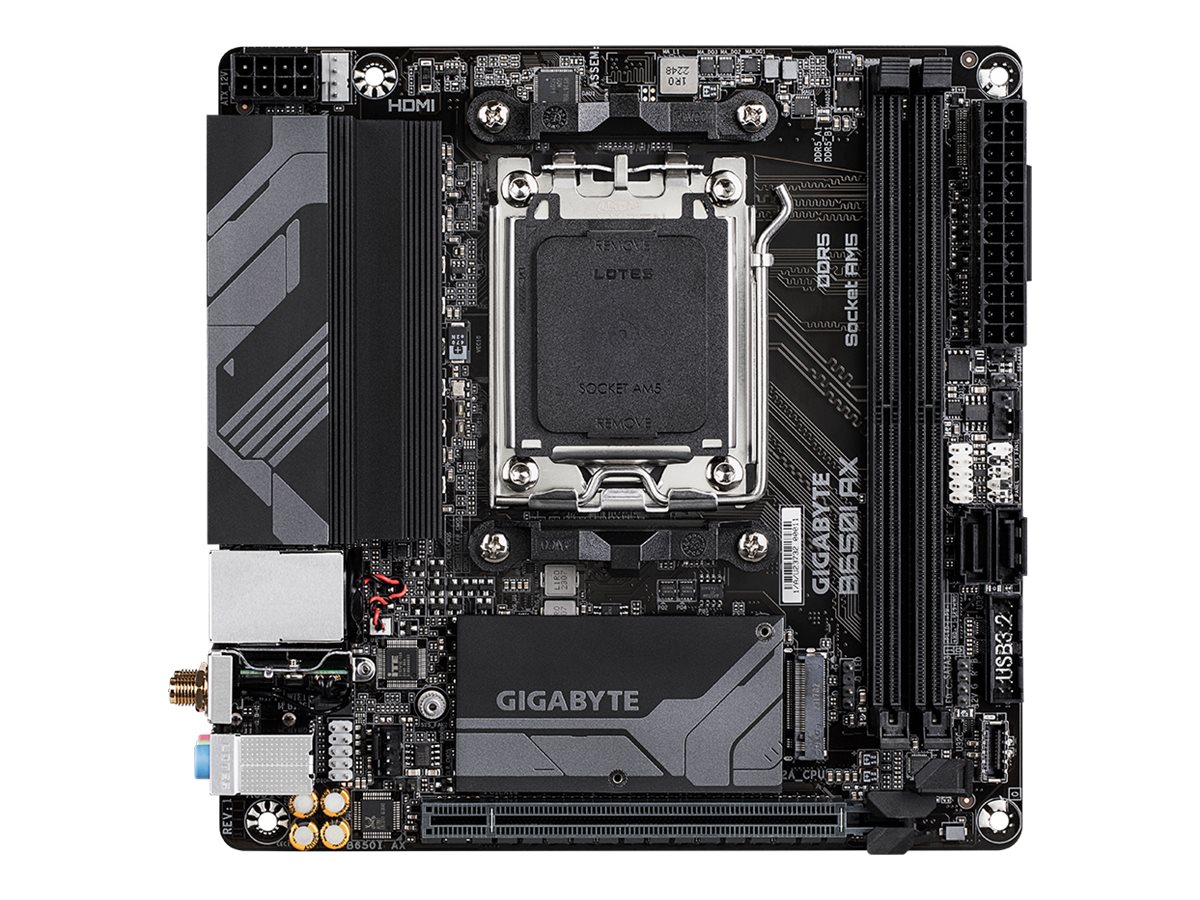 Gigabyte B650I AX - 1.0 - Motherboard - Mini-ITX - Socket AM5 - AMD B650 Chipsatz - USB 3.2 Gen 1, USB-C 3.2 Gen 1, USB 3.2 Gen 2 - 2.5 Gigabit LAN, Wi-Fi 6E, Bluetooth - Onboard-Grafik (CPU erforderlich)