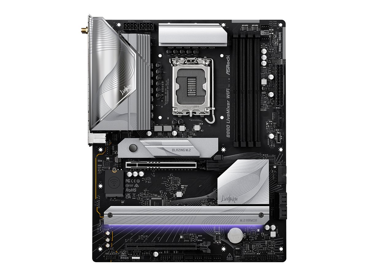 ASRock B860 LIVEMIXER WIFI - Motherboard - ATX - LGA1851 Sockel - B860 Chipsatz - USB4, USB 3.2 Gen 1, USB-C 3.2 Gen 1 - 2.5 Gigabit LAN, Wi-Fi 6E, Bluetooth - Onboard-Grafik (CPU erforderlich)