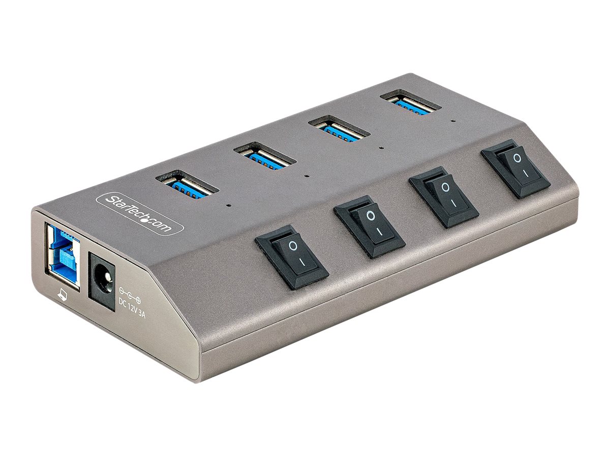 StarTech.com 4-Port Self-Powered USB-C Hub with Individual OnOff Switches, USB 3.0 5Gbps Expansion Hub wPower Supply, DesktopLaptop USB-C to USB-A Hub, 4x BC 1.2 (1.5A)
