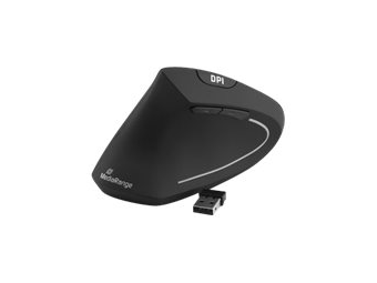 MEDIARANGE Vertikale Maus - ergonomisch - Für Linkshänder - optisch - 6 Tasten - kabellos - 2.4 GHz - kabelloser Empfänger (USB)